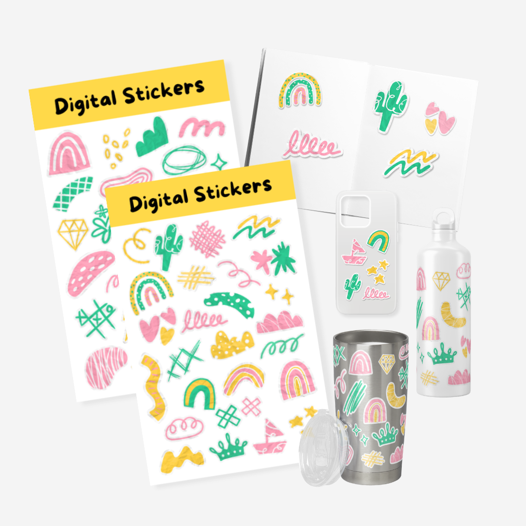Colorful Scribble Sticker Pack (50 PCS) | Cute Doodle Stickers - Image 2