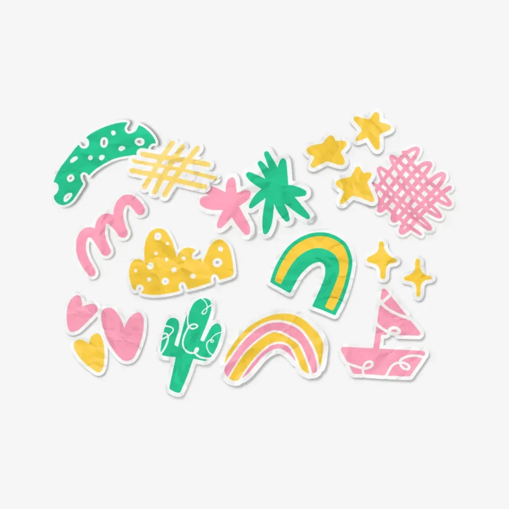 Colorful Scribble Sticker Pack (50 PCS) | Cute Doodle Stickers